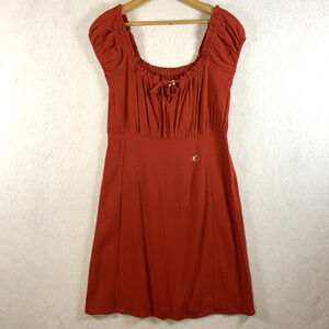 Aeropostale Womens Milkmaid Dress Sz M‎ Rayon Linen Prairie Peasant Cottage Puff